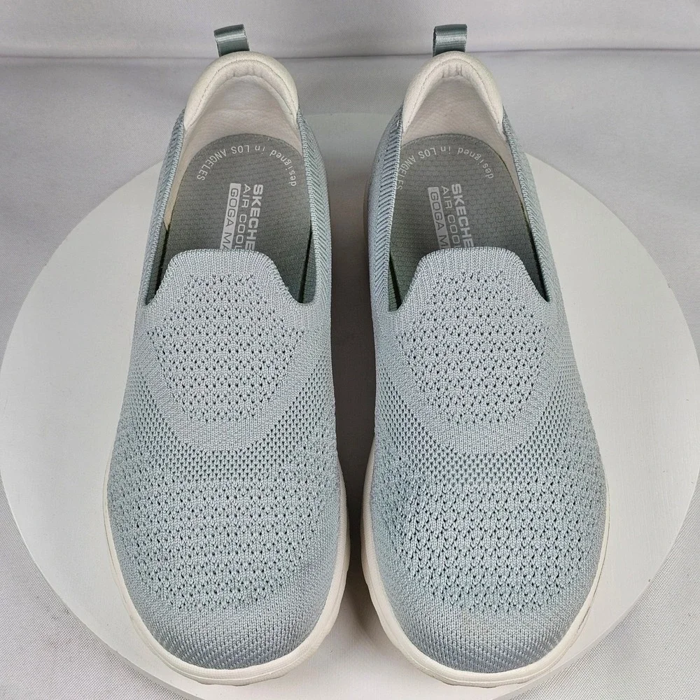 Skechers Go Walk Light Blue Knit Slip On Walking Shoes 125285 Womens 7.5